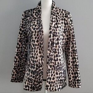 Womens Leopard-Print Blazer Jacket in Beige/Black